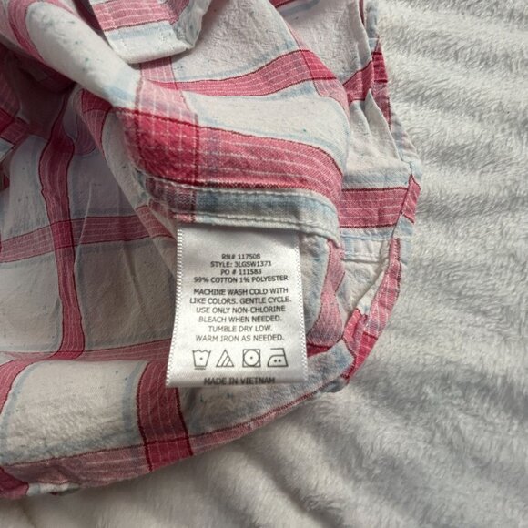 Levi's Mens White Plaid Short-Sleeve Button-Down Shirt XL Cotton Blend Casual - Picture 4 of 7